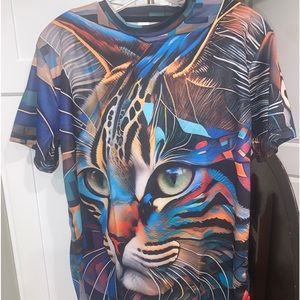 UNISEX 3D COLORFUL CAT TEE SHIRT-small